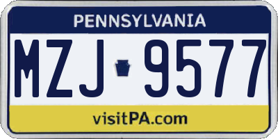 PA license plate MZJ9577