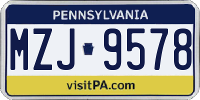 PA license plate MZJ9578