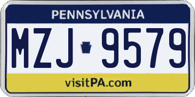 PA license plate MZJ9579