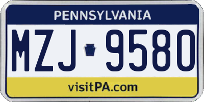 PA license plate MZJ9580