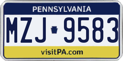 PA license plate MZJ9583
