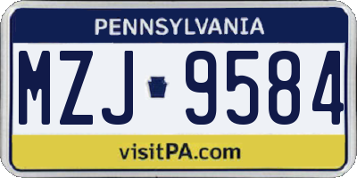 PA license plate MZJ9584
