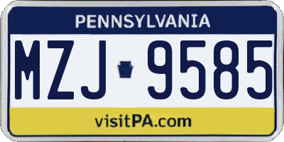 PA license plate MZJ9585