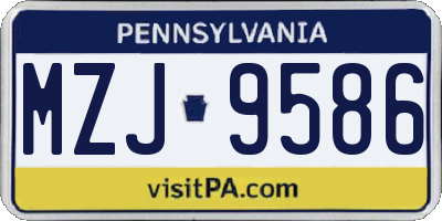 PA license plate MZJ9586