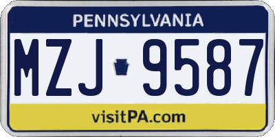 PA license plate MZJ9587