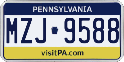 PA license plate MZJ9588