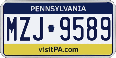 PA license plate MZJ9589