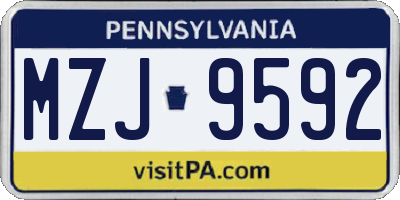 PA license plate MZJ9592