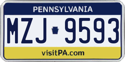 PA license plate MZJ9593