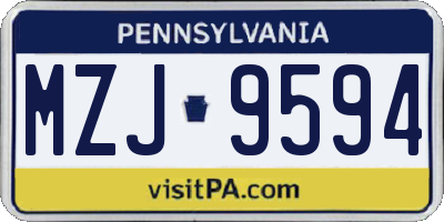 PA license plate MZJ9594