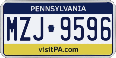 PA license plate MZJ9596