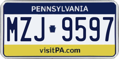 PA license plate MZJ9597
