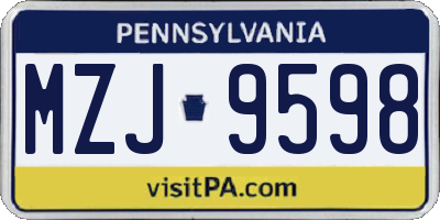 PA license plate MZJ9598