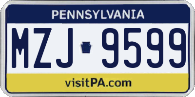 PA license plate MZJ9599