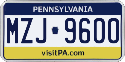 PA license plate MZJ9600