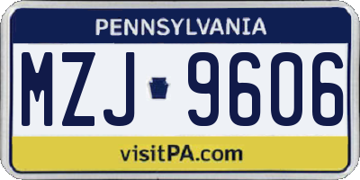 PA license plate MZJ9606
