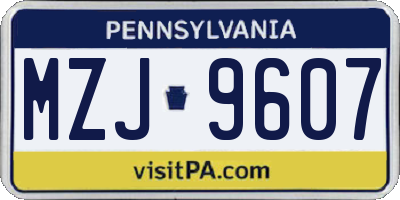 PA license plate MZJ9607