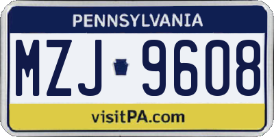 PA license plate MZJ9608
