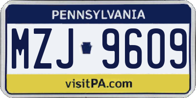 PA license plate MZJ9609