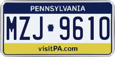 PA license plate MZJ9610
