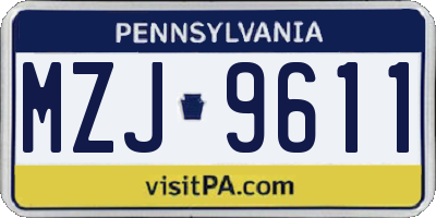PA license plate MZJ9611