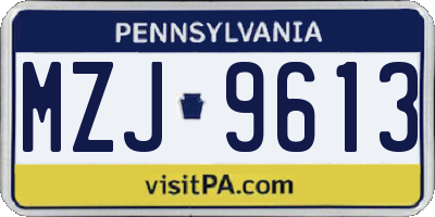 PA license plate MZJ9613