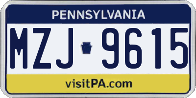 PA license plate MZJ9615