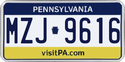PA license plate MZJ9616