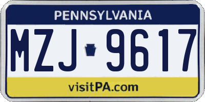 PA license plate MZJ9617