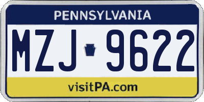 PA license plate MZJ9622