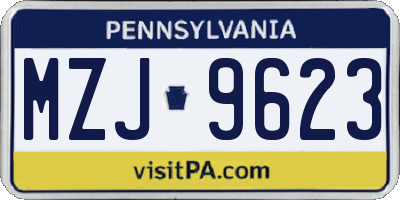 PA license plate MZJ9623