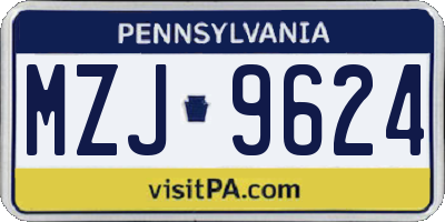 PA license plate MZJ9624