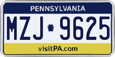 PA license plate MZJ9625
