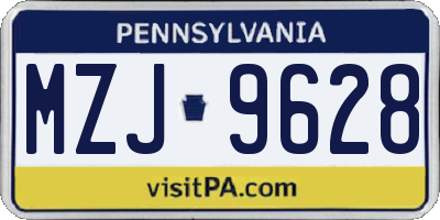 PA license plate MZJ9628