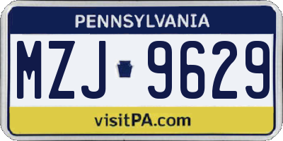 PA license plate MZJ9629