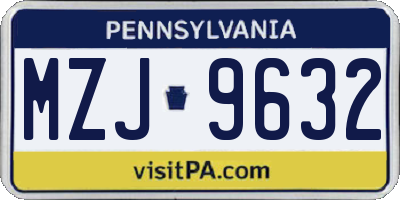 PA license plate MZJ9632