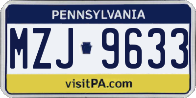 PA license plate MZJ9633