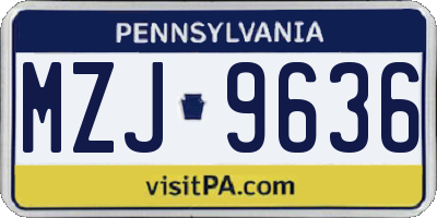 PA license plate MZJ9636
