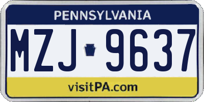 PA license plate MZJ9637