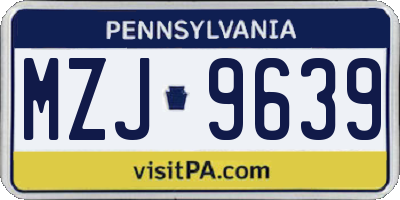 PA license plate MZJ9639