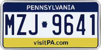 PA license plate MZJ9641