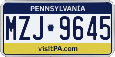 PA license plate MZJ9645