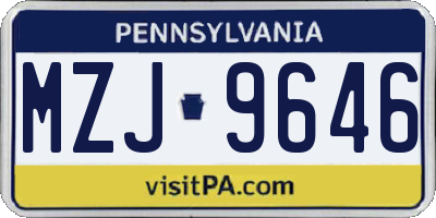 PA license plate MZJ9646
