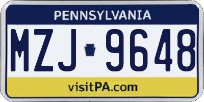 PA license plate MZJ9648