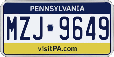 PA license plate MZJ9649