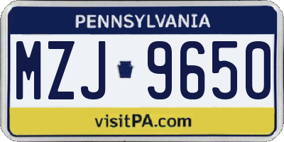 PA license plate MZJ9650