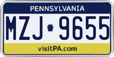 PA license plate MZJ9655