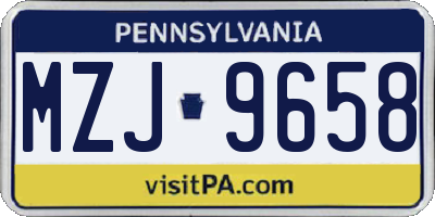 PA license plate MZJ9658