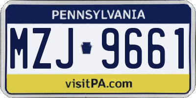 PA license plate MZJ9661