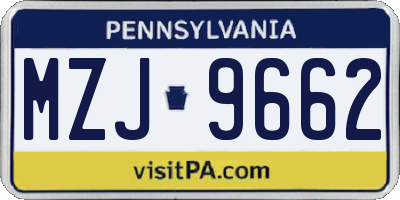 PA license plate MZJ9662